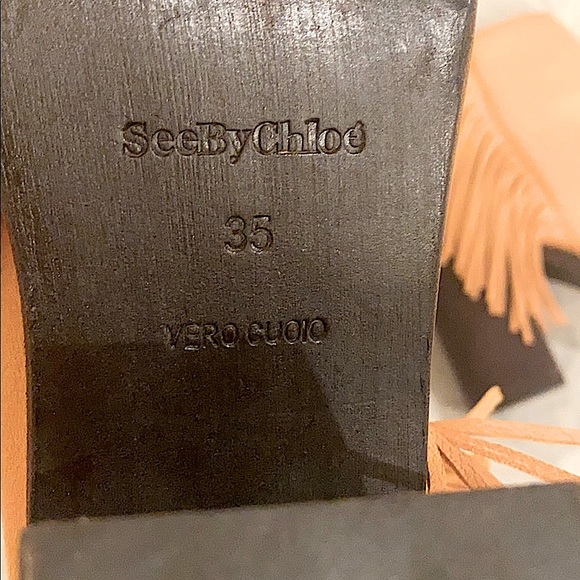 Authentic CHLOE camel fringed booties women 35 - Picture 5 of 6